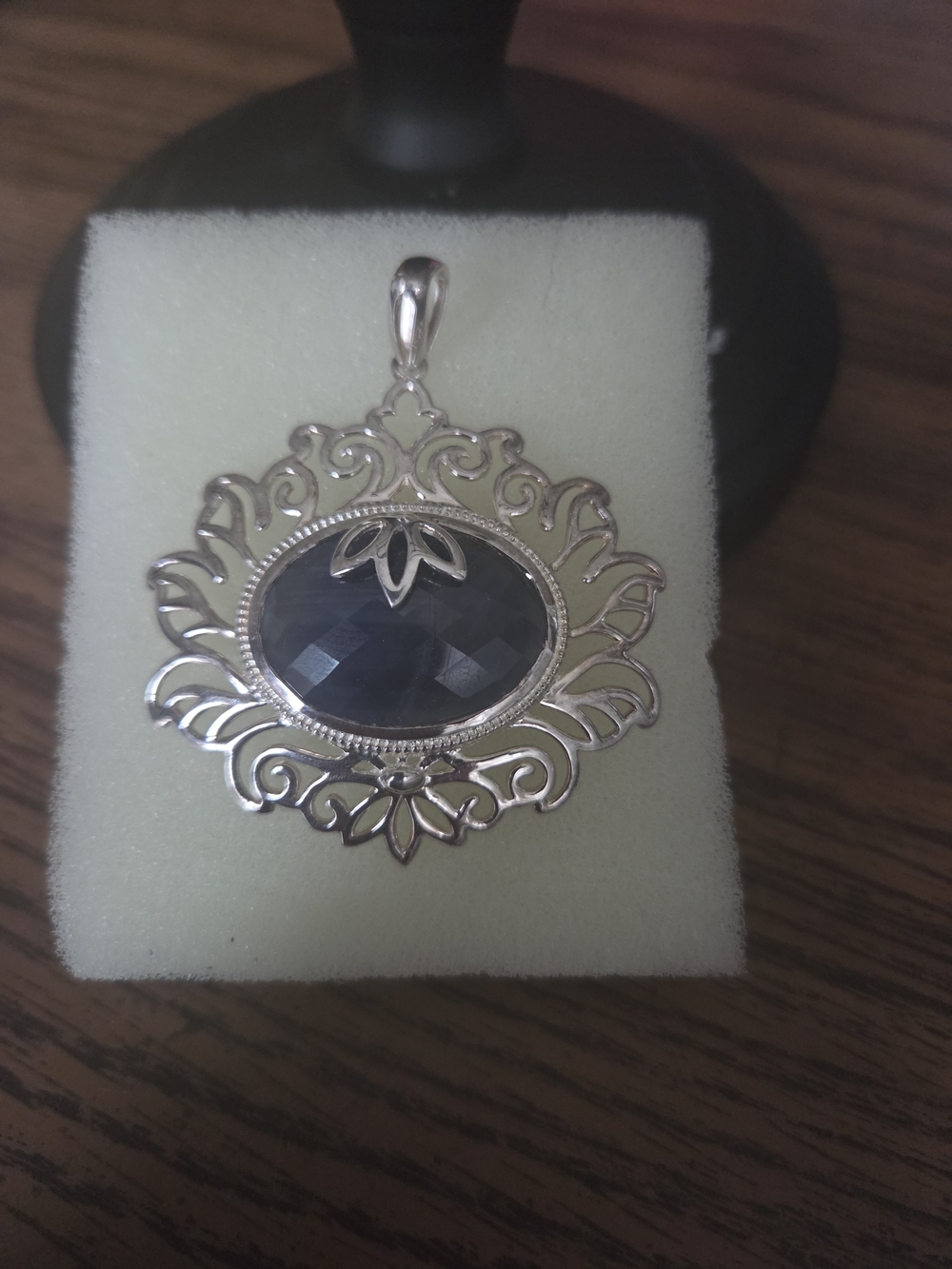 Himgem Sapphire Lotus Sterling Silver Filigree Pendant